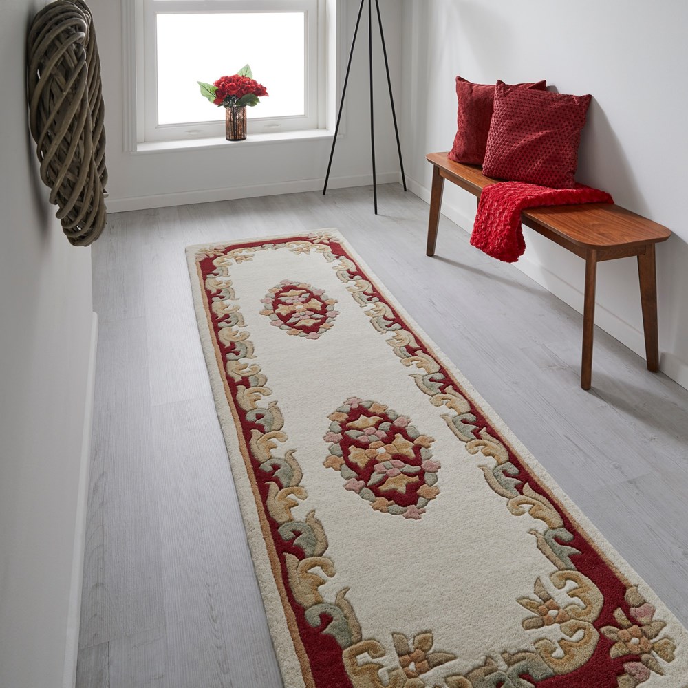 Royal Aubusson Runner rugs in Red Cream